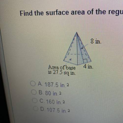Find the surface area of the regular pyramid.