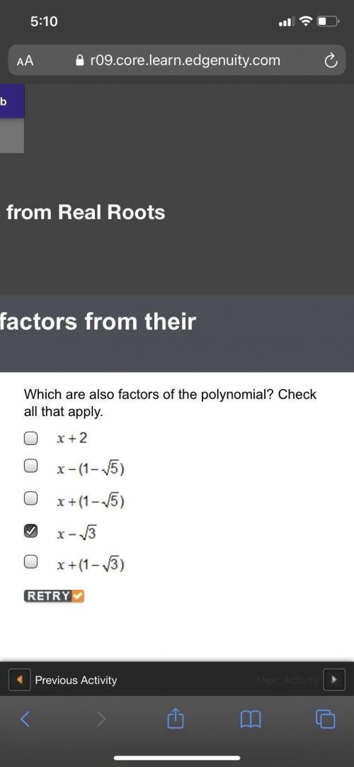 A polynomial function with a leading coefficient of 1 and multiplicity 1 for each root has the foll
