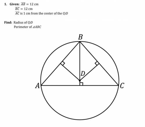 Geometry question finding radius and area
Thank You!!