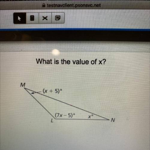 What is the value of x?
O A. x=15
O B. x=10
O C. x=20
D. x=5