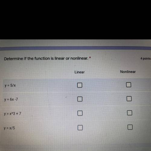 Determine if the function is linear or nonlinear