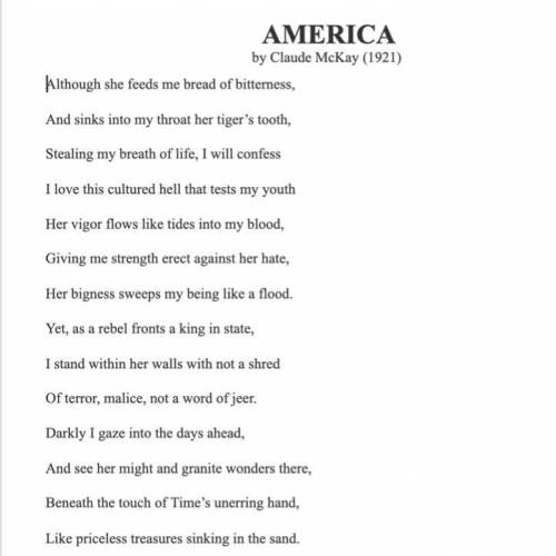 In the context of this poem, what makes America unique? Cite evidence from this text, your own expe