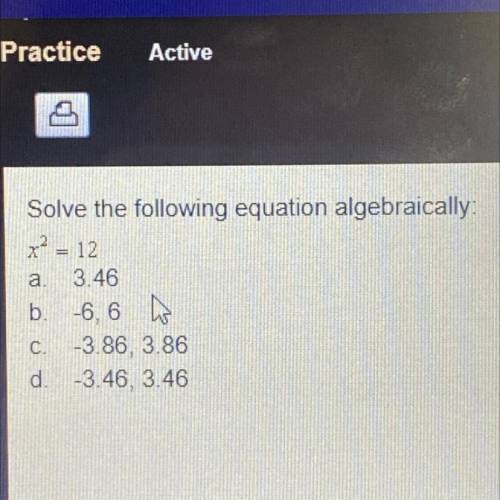 Solve the following equation algebraically ? please !