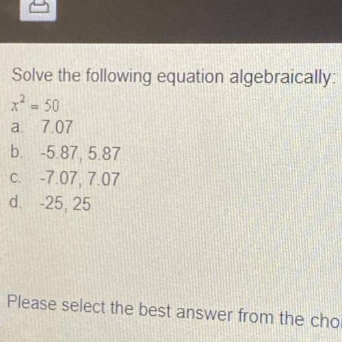 Solve the following equation algebraically ? please !