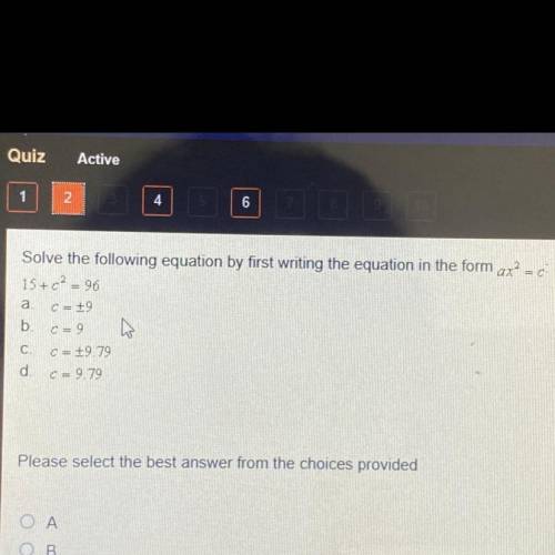 Solve the following equation by first writing the equation in the form ax²=c ? please
