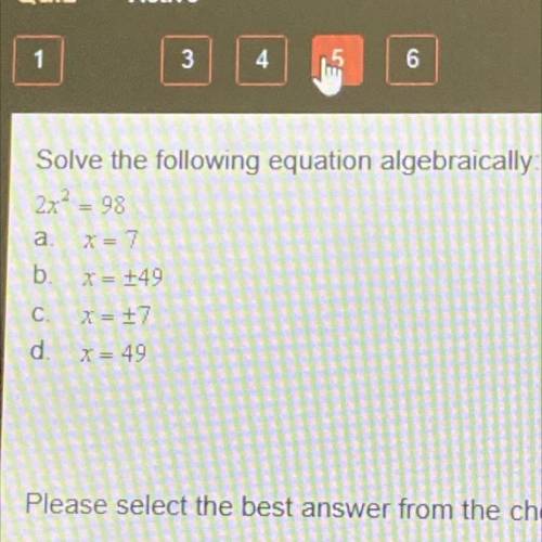Solve the following question algebraically please