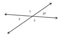 The image below, what is true about angles 1, 2, and 3?

A. 3 = 37
B. 1 = 37
C. 2 = 37