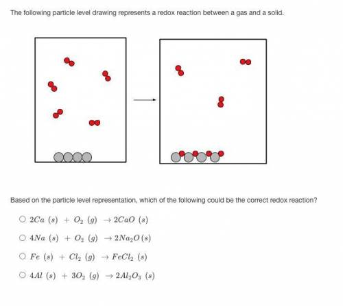 Based on the particle level representation, which of the following could be the correct redox react