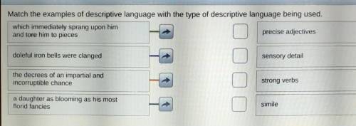 HELP!! PLEASE IM TIMED. Match the examples of descriptive language with the type of description lan