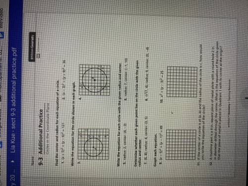 9-3 additional practice circles in the coordinate plane