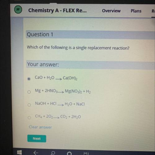 Which of the following is a single replacement reaction?PLEASE HELP