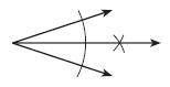 Which diagram below shows a correct mathematical construction using only a compass and a straighted
