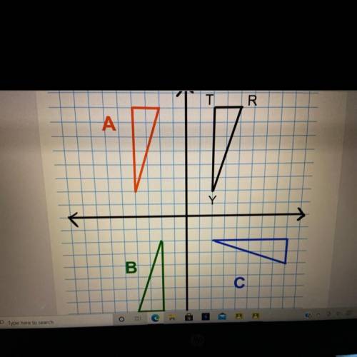 HELP NEEDED! 10 EXTRA POINTS!

Which of the following is the image of triangle TRY after a reflect