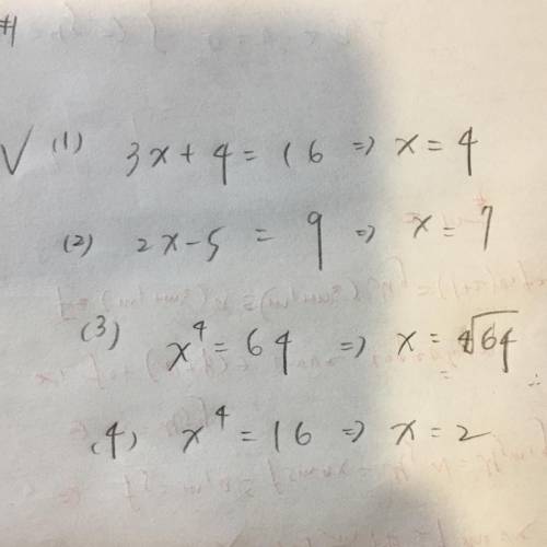 Which equation has x=4 as the solution