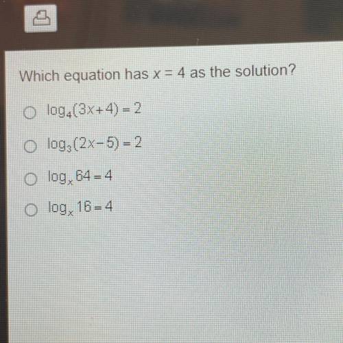 Which equation has x=4 as the solution