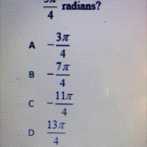 Which angle is NOT coterminal with 5pi/4
radians?