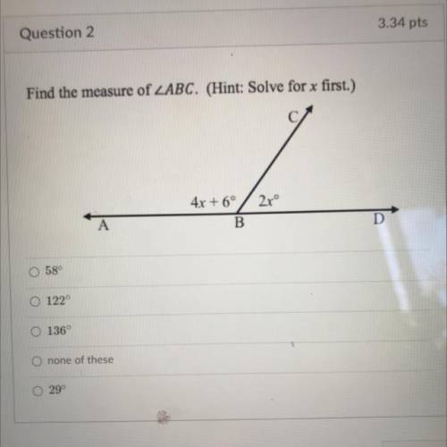 Find the measure of LABC. (Hint: Solve for x first.)
