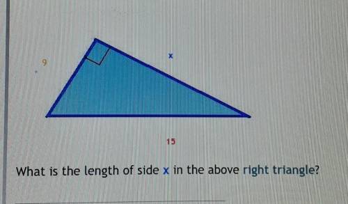 What is the length of side X in the above right triangle​