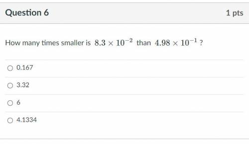 How many times smaller is 8.3×10−2 than 4.98×10−1