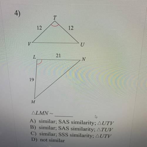 State if triangles in each pair are similar. If so state how you know they are similar and complete