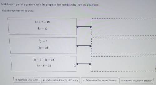 PLS HELP

Match each pair of equations with the property that justifies why they are equivalent.
N