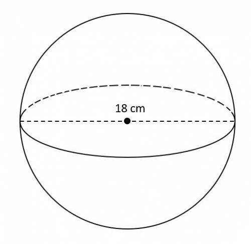 What is the surface area and volume of the sphere shown below?

Your response should show all nece
