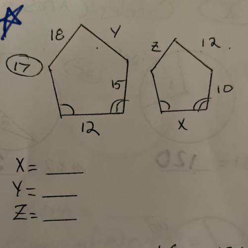 Similar figures solve for X Y Z
