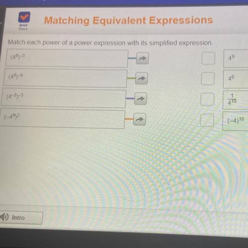 Match each power of a power expression with its simplified expression.