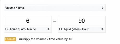 Convert 6 qt/min to gallons per hour
