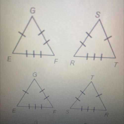 HELP ASAP THIS IS DUE IN 2 HOURS I WILL MARK BRAINLEST

In which pair of triangles is A EFG ARTS?