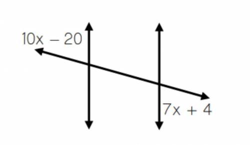 Find the value of x in the following diagram.