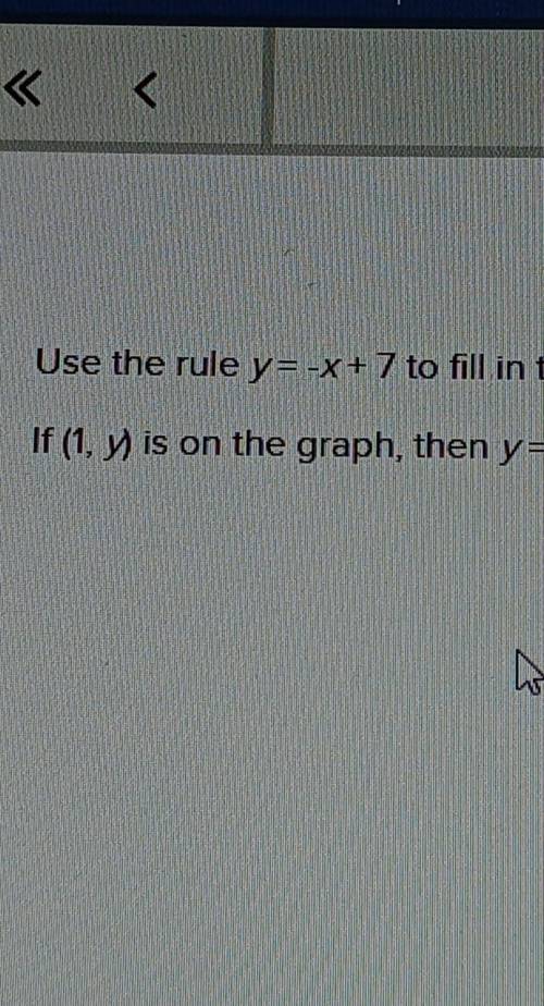 Use the rule y= -x + 7 to fill in the blank.if (1,y) is on the graph then y =​