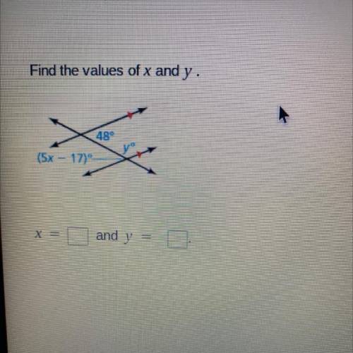 UERGENT
Find the values of x and y