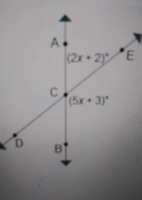 Lines DE and AB intersect at point C. What is the value of x?​