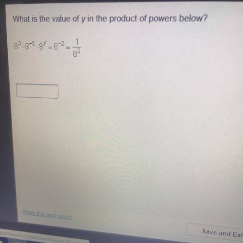 What is the value of y in the product of powers below?
