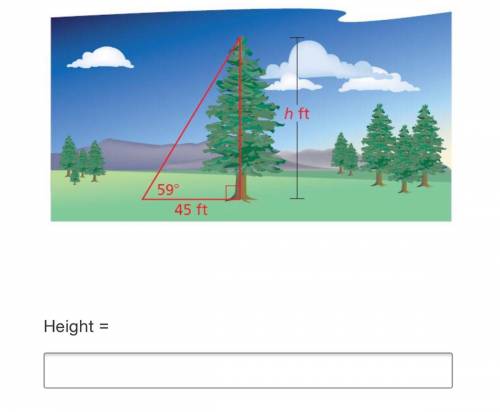 Use the tangent ration to find the height of the tree. Round to next whole number.