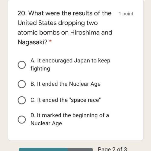 Results of the United States dropping two atomic bombs on Hiroshima and Nagasaki?