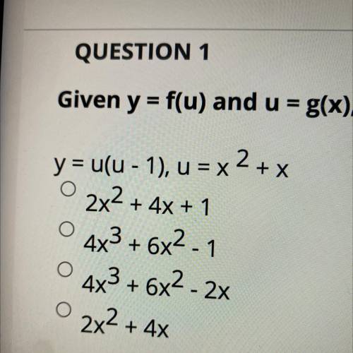Given y = f(u) and u = g(x), find dy/dx = f’(g(x))g’(x)