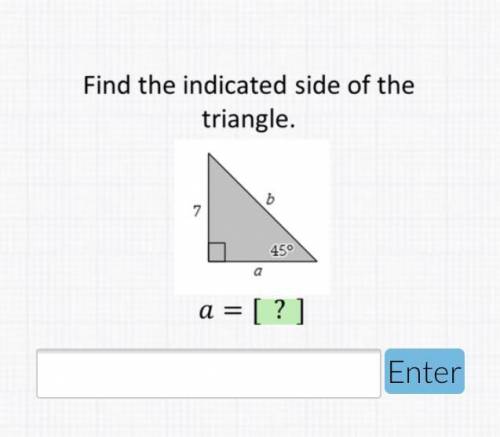 Please Help will give
find the indicated side of the triangle 
A=[?]