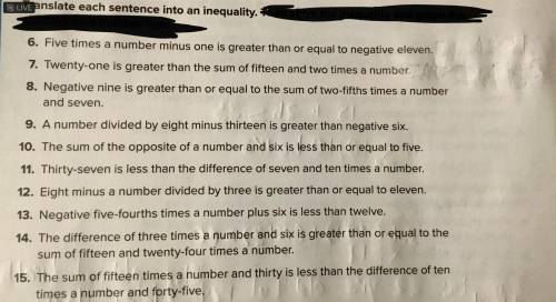 Translate each sentence into an inequality.