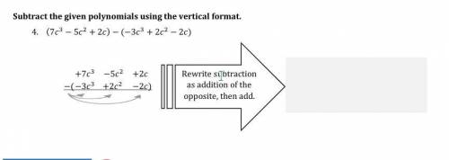 Subtract the given polynomials using the vertical format.