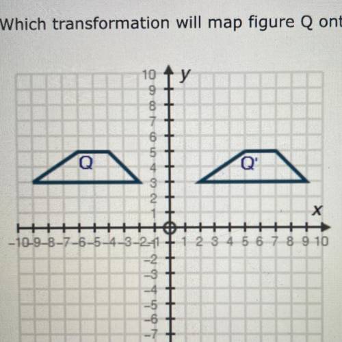 3. (02.01 LC)

Which transformation will map figure Q onto figure Q'? (1 point)
O Horizontal trans