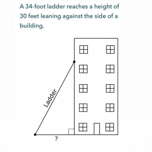How far is the bottom of the ladder from the base of the building, in feet?

A: 4 ft 
B: 16 ft 
C: