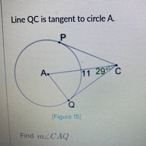 Line QC is tangent to circle A.
Find m