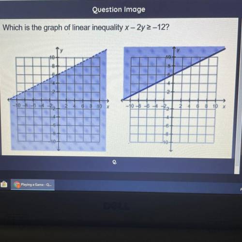 HELPPPP
Which is the graph of linear inequialitiy