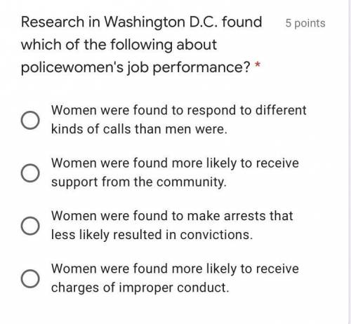 Research in Washington D.C. found which of the following about policewomen's job performance?

the