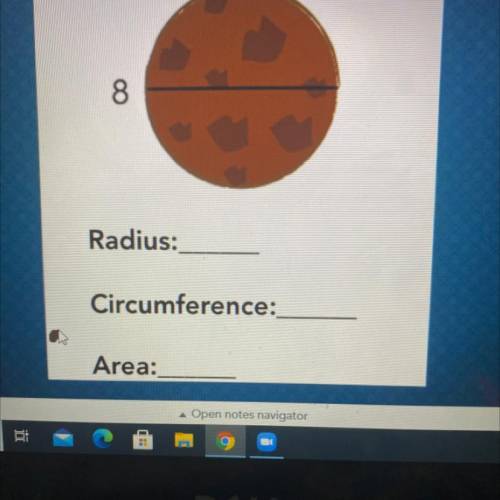 What is the radius and circumference and area