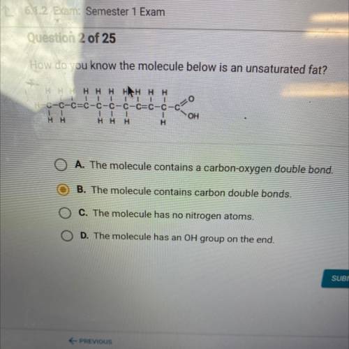 How do you know the molecule below is an unsaturated fat?