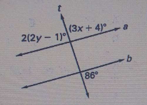 Find the values of x and y when a ll b.can someone please help me. ​