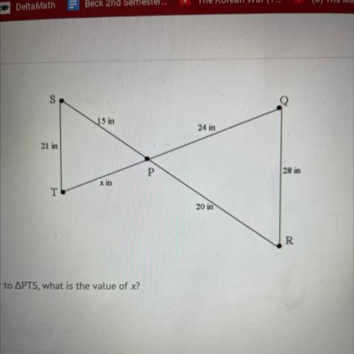 Given that APOR is similar to APTS, what is the value of x?

I’m taking my finals to please help q